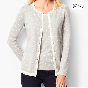 Talbots Gray Polka Dot Cardigan